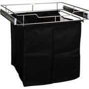 HARDWARE RESOURCES Satin Nickel 18" Deep Pullout Canvas Hamper with Removable Laundry Bag POHS-18SN